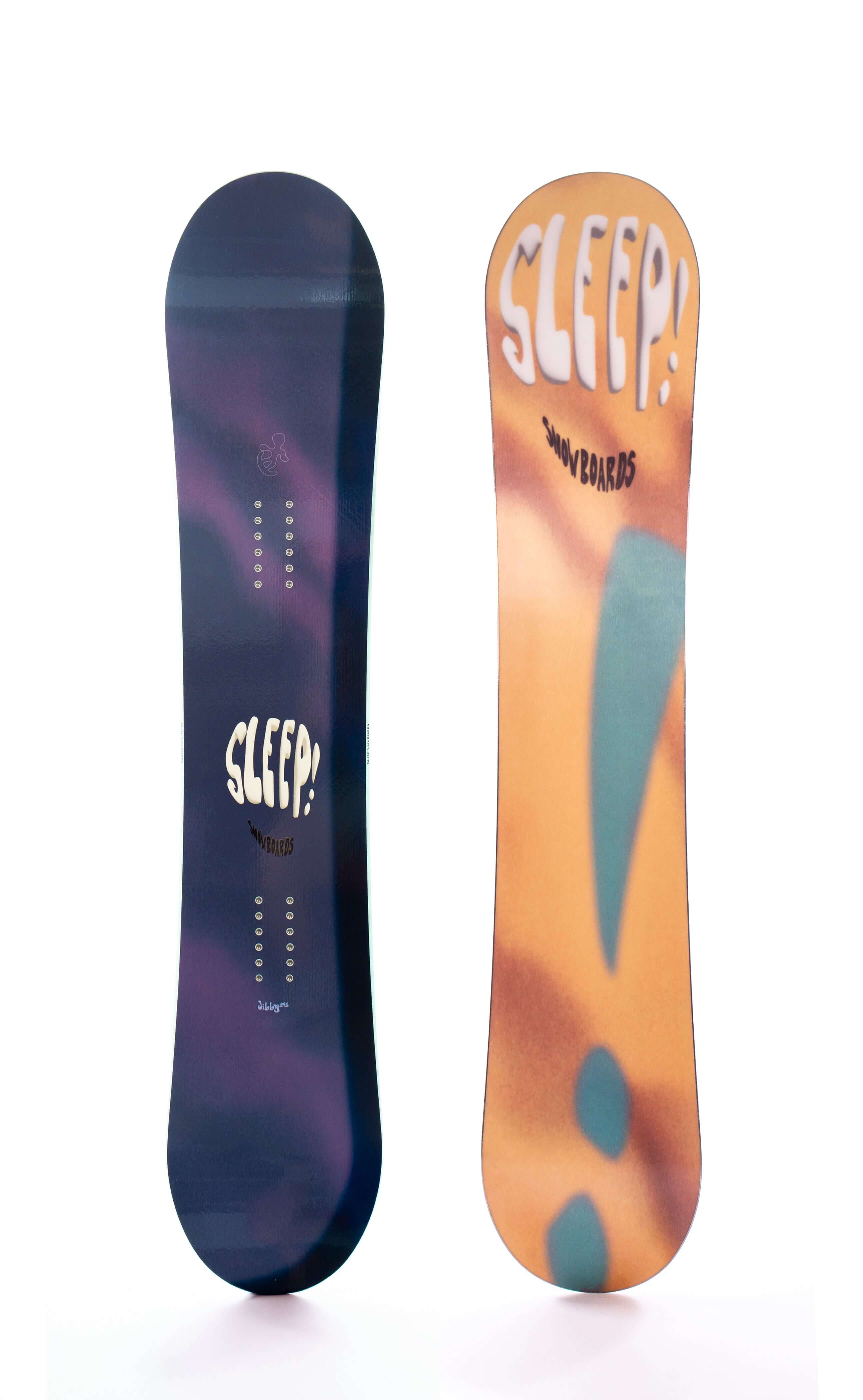 Sleep Jibby Snowboard 141 front and back view, showcasing colorful design for all-mountain freestyle performance.