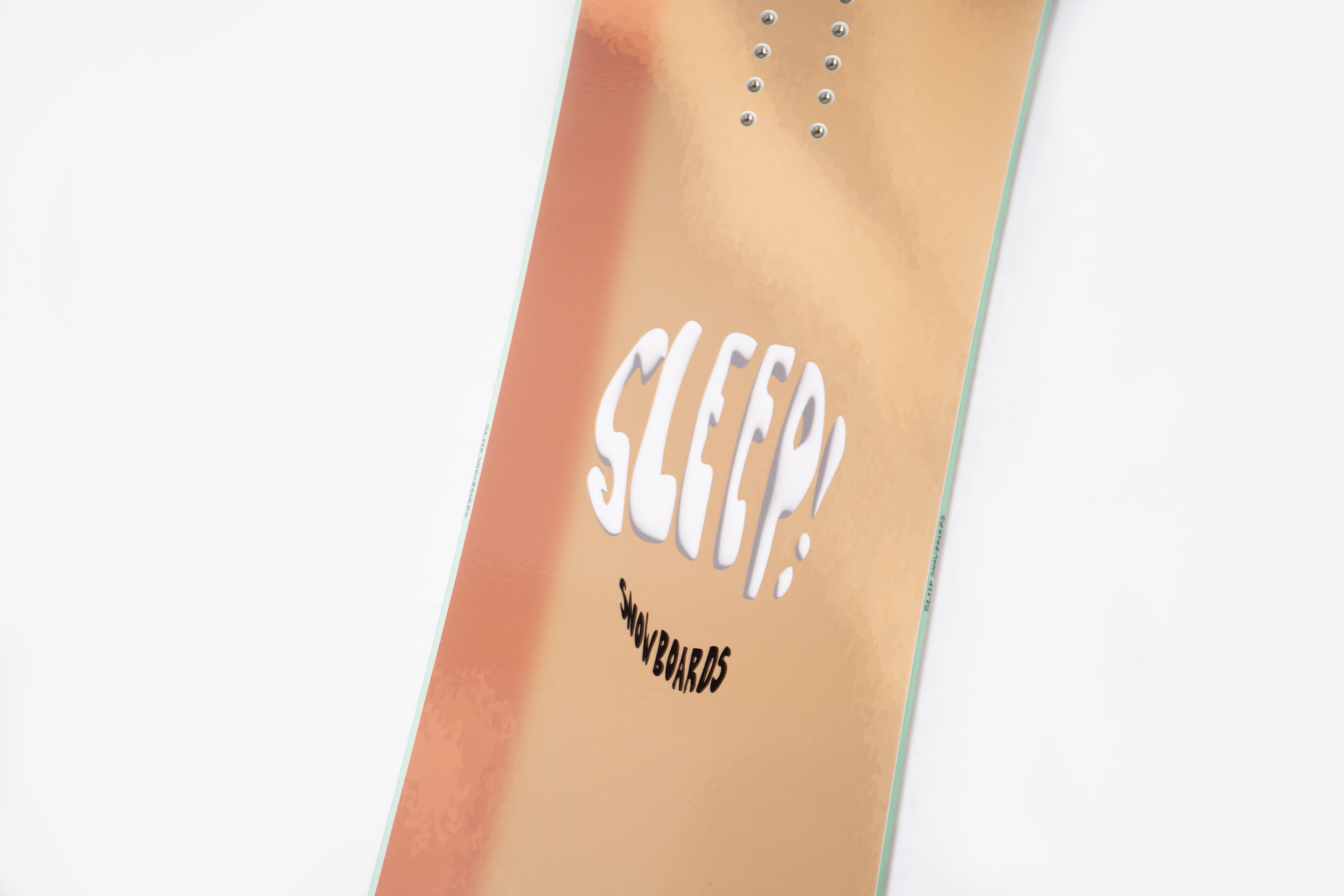 Sleep Snowboards logo on SLEEP JIBBY snowboard 147, highlighting its playful, all-mountain, freestyle capabilities.