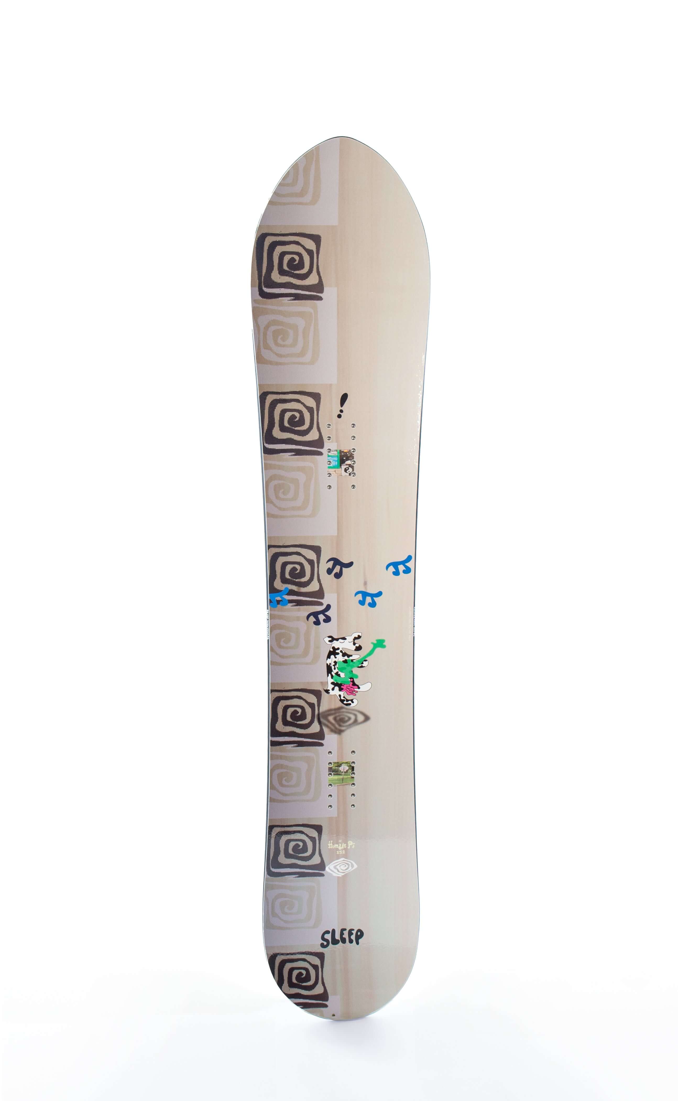 Sleep Humble Pi Snowboard 152 with unique design and MegaPow shape for precision and flow in every carve.