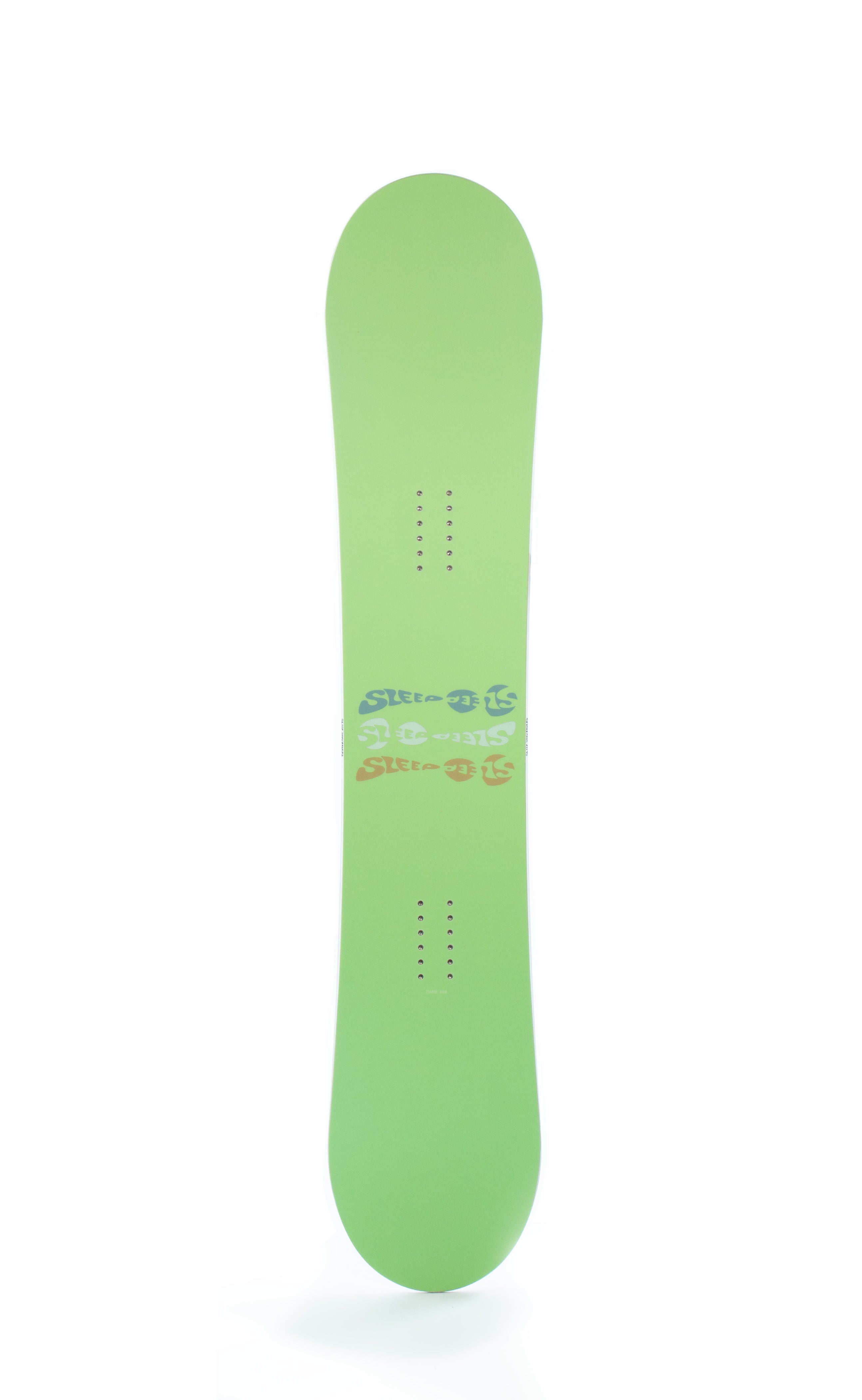 Green SLEEP JIBBER SNOWBOARD 150 with twin-tip design for all-around fun and affordability in various snow conditions.