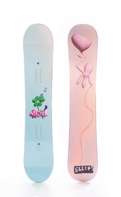 Pink Cloud Pro Mini Snowboard 135 with art by Ryan Paul, perfect for all-terrain freestyle progression for young riders.